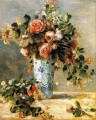 roses and jasmine in a delft vase flower Pierre Auguste Renoir